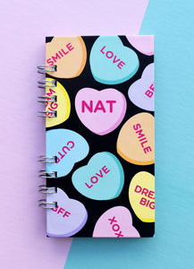 LIBRETA CORAZONES NEGRO